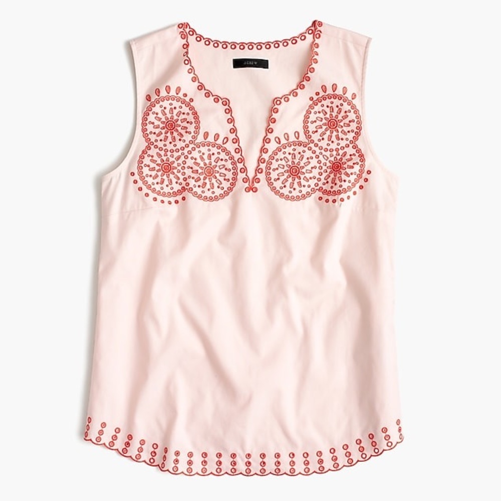 J. Crew Embroidered Circles Sleeveless Top- Size 2
